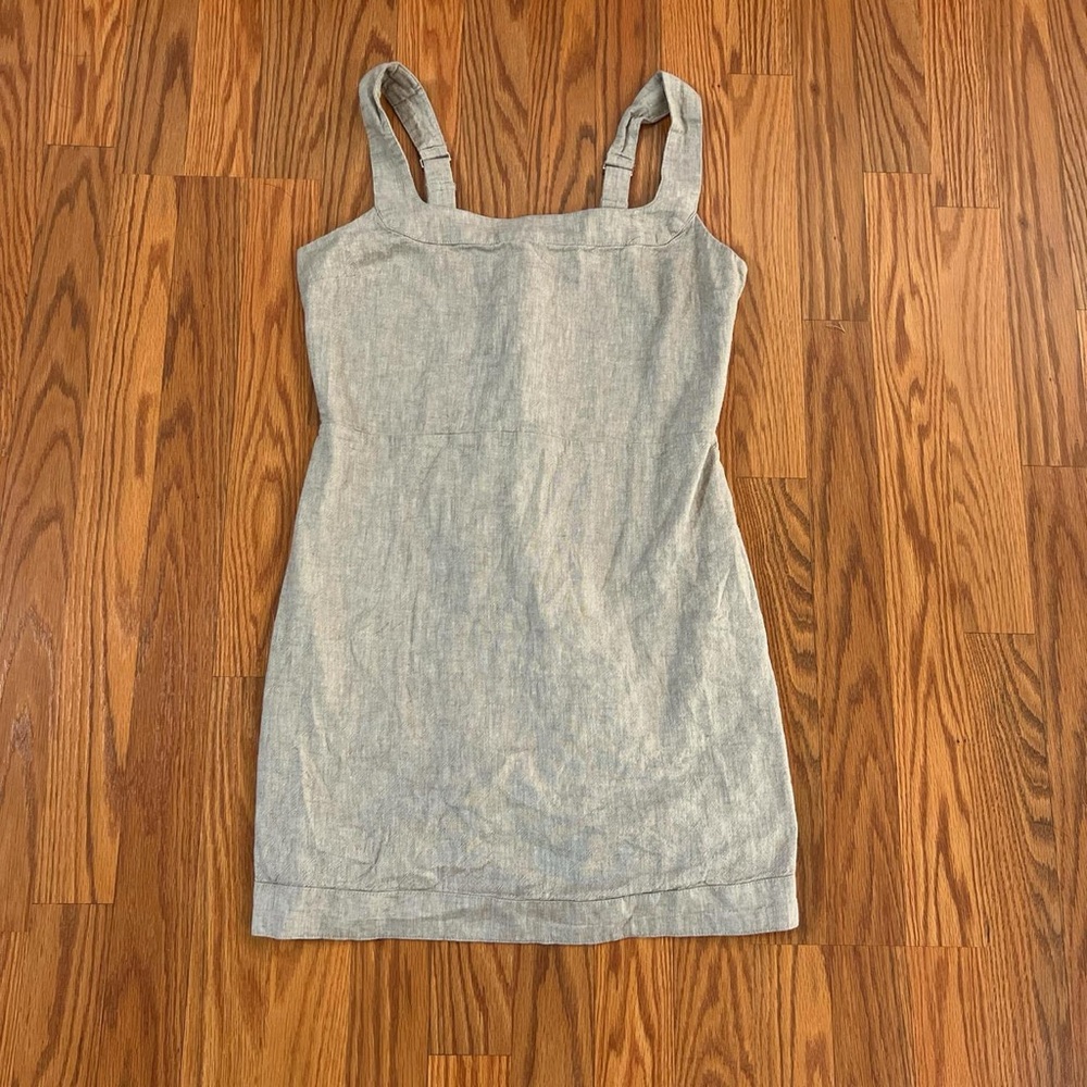 Abercrombie & Fitch Beige Linen-Blend Wide Strap Mini Dress